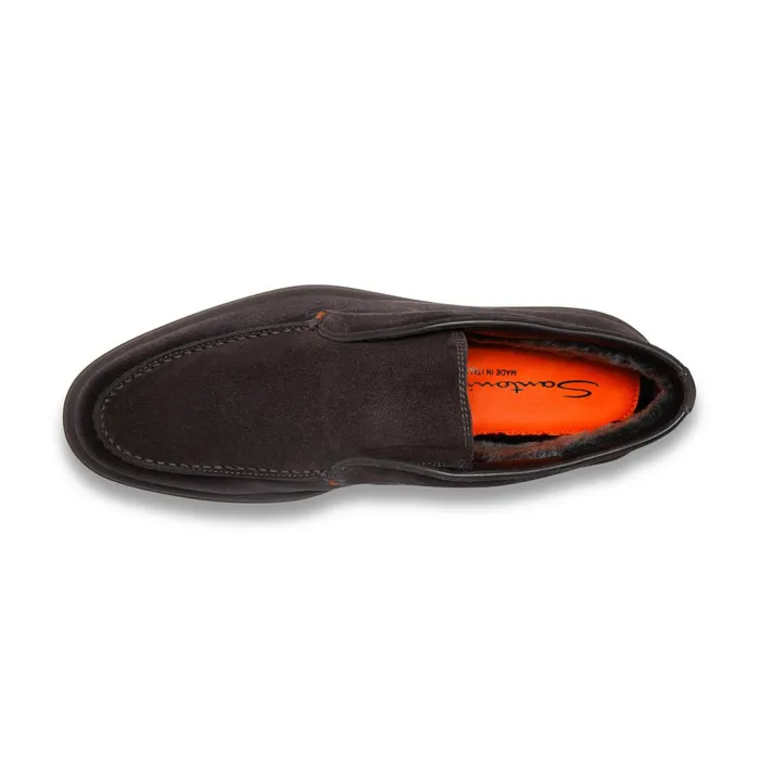 Santoni Grey Suede Desert Boot With Fur Men Boots