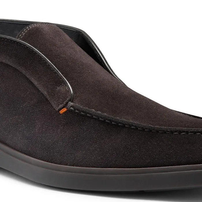 Santoni Grey Suede Desert Boot With Fur Men Boots