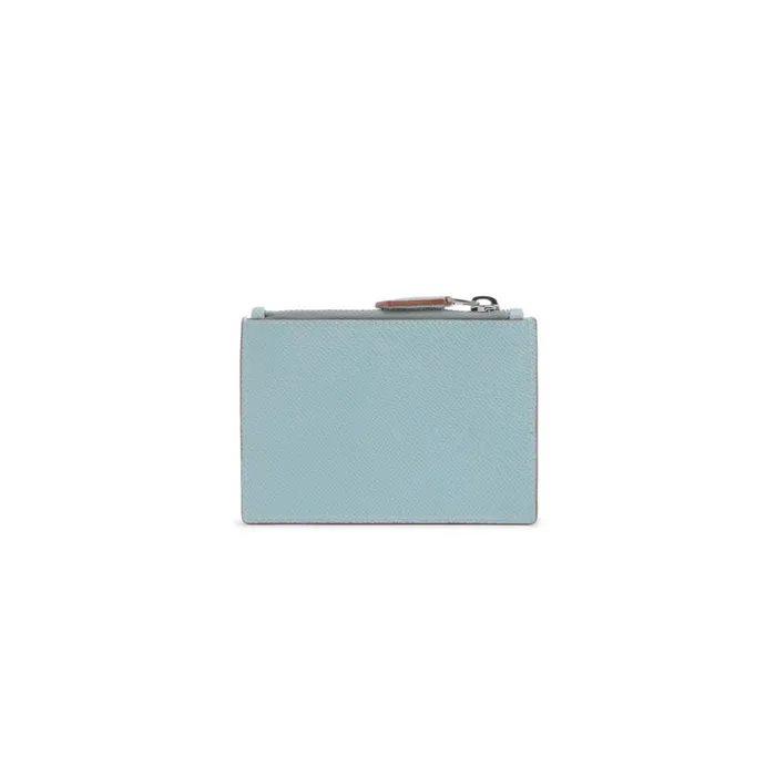 Santoni Light Blue Saffiano Leather Coin Pocket WomenMen Small Leather Goods