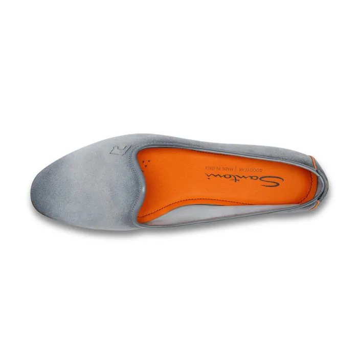 Santoni Light Blue Suede Loafer Women Loafers