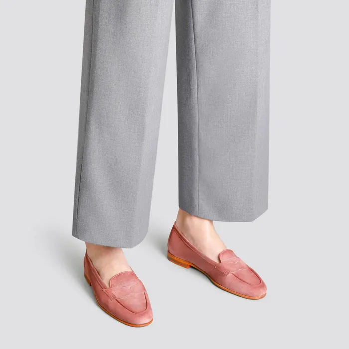 Santoni Pink Suede Carla Loafer Women Loafers