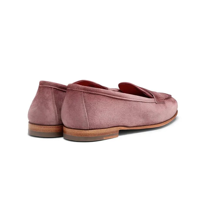 Santoni Pink Suede Carla Loafer Women Loafers