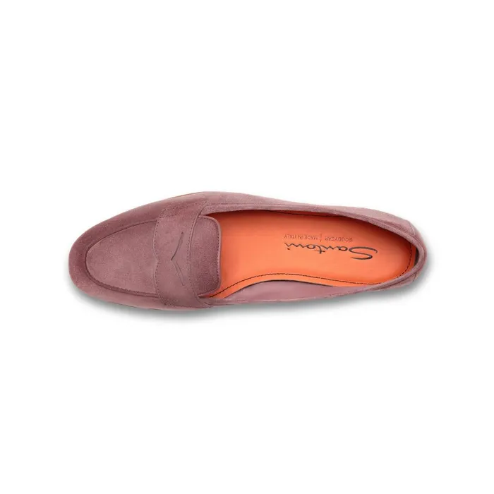 Santoni Pink Suede Carla Loafer Women Loafers