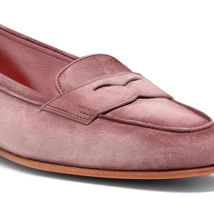 Santoni Pink Suede Carla Loafer Women Loafers