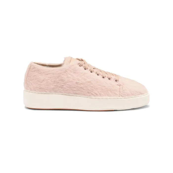 Santoni Pink Wool Sneaker Women Sneakers