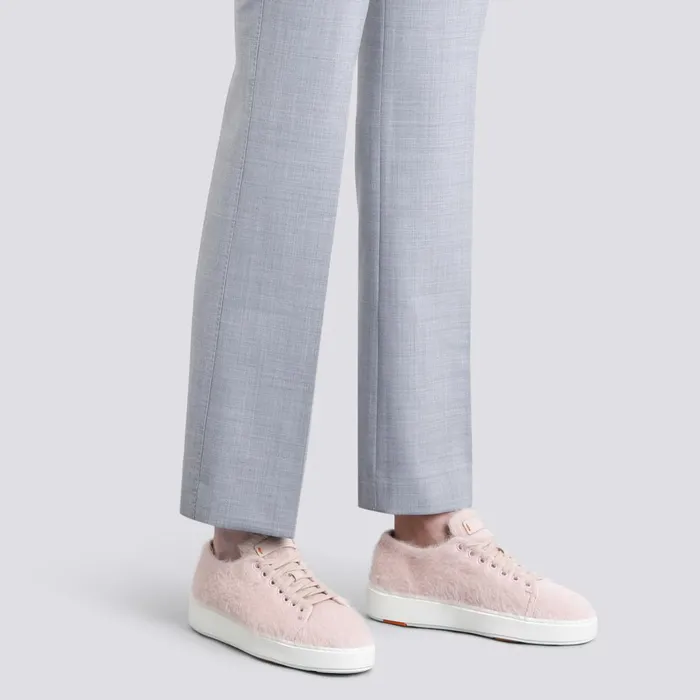 Santoni Pink Wool Sneaker Women Sneakers