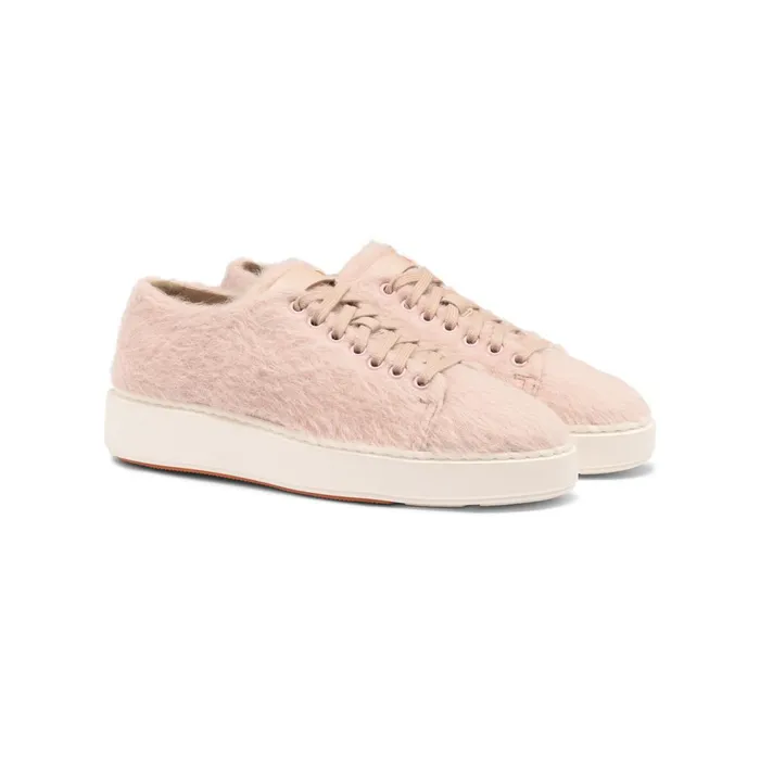 Santoni Pink Wool Sneaker Women Sneakers