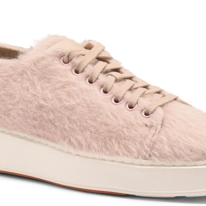 Santoni Pink Wool Sneaker Women Sneakers