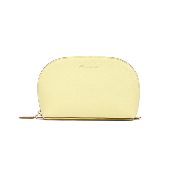 Santoni Yellow Tumbled Leather Pouch MenWomen Small Leather Goods