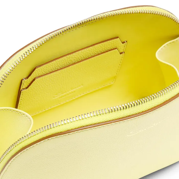 Santoni Yellow Tumbled Leather Pouch MenWomen Small Leather Goods