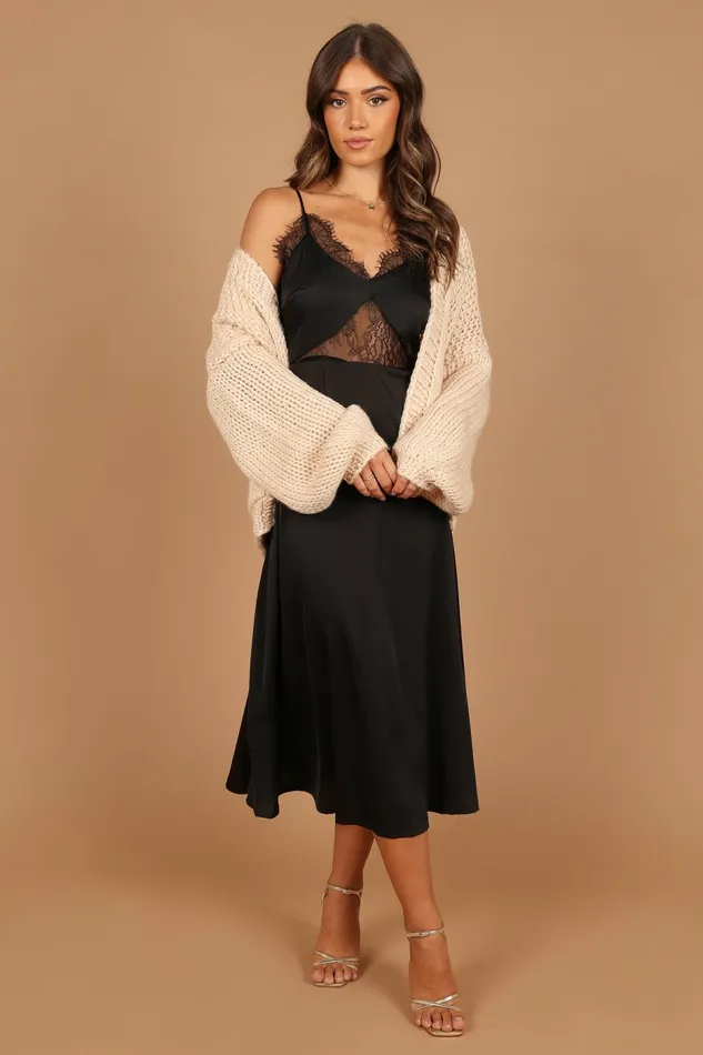 Satin Dresses Women Ariel Dress Black Petal and Pup