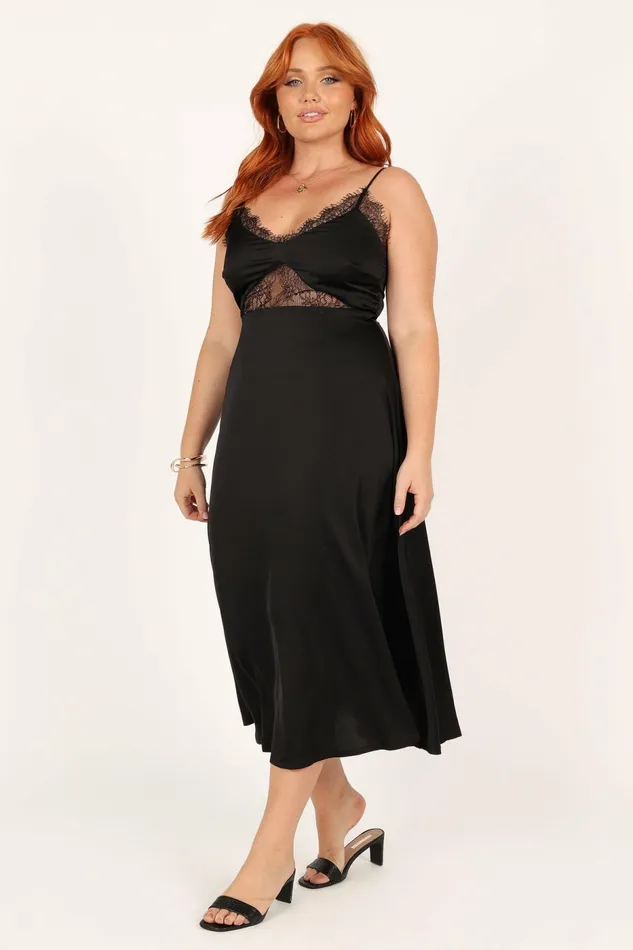 Satin Dresses Women Ariel Dress Black Petal and Pup