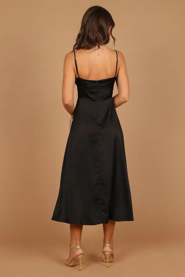Satin Dresses Women Ariel Dress Black Petal and Pup