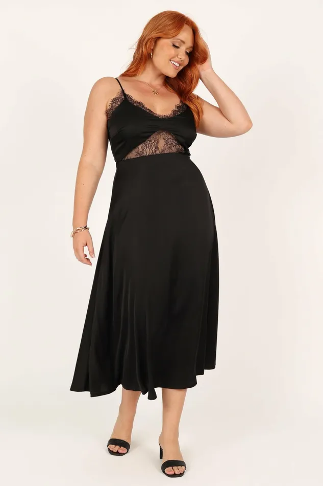 Satin Dresses Women Ariel Dress Black Petal and Pup