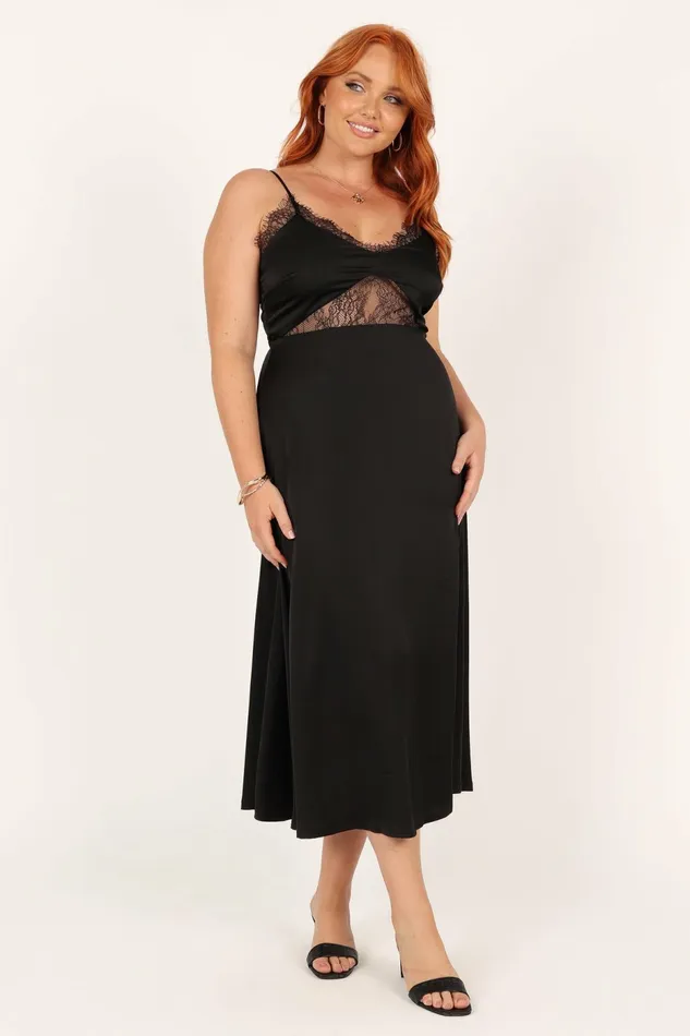 Satin Dresses Women Ariel Dress Black Petal and Pup