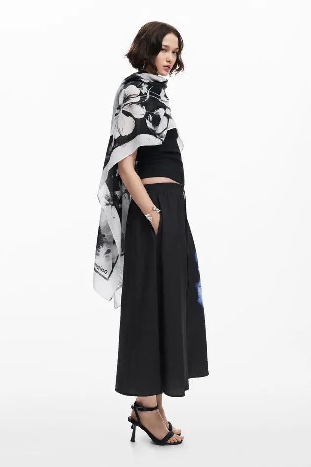 Scarves And Scarf Women Desigual Floral Scarf Black