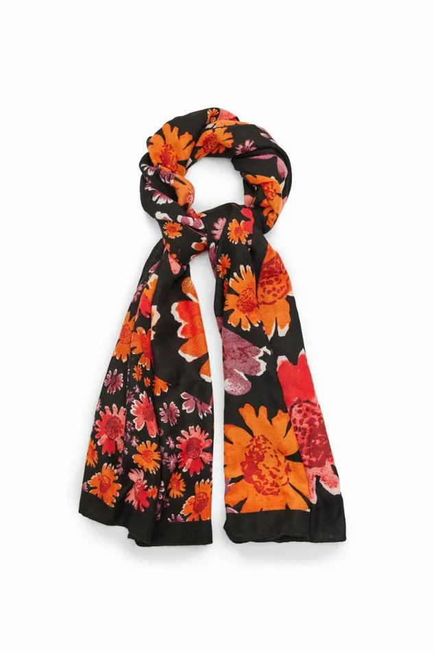 Scarves And Scarf Women Desigual Rectangular Floral Foulard Black
