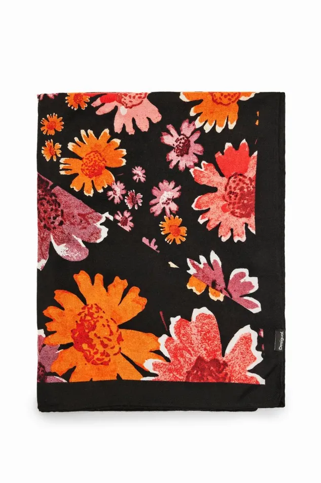 Scarves And Scarf Women Desigual Rectangular Floral Foulard Black