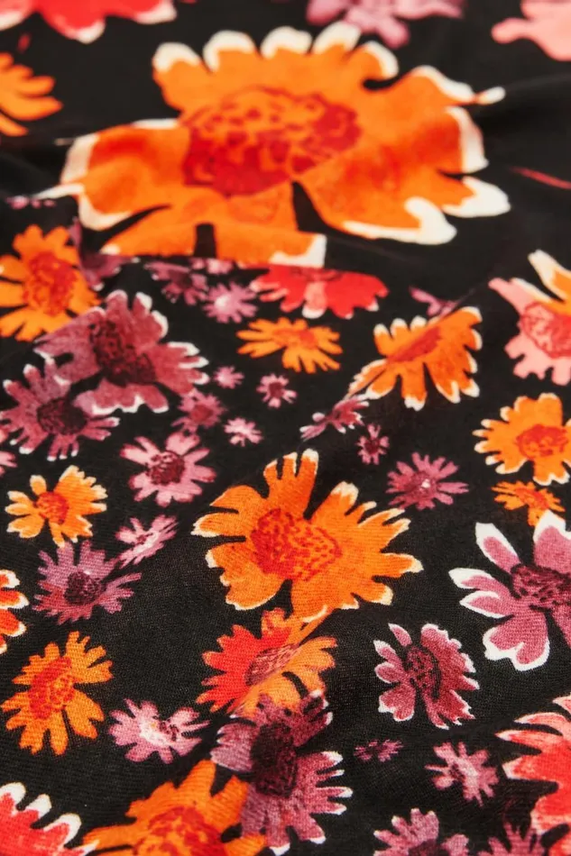 Scarves And Scarf Women Desigual Rectangular Floral Foulard Black