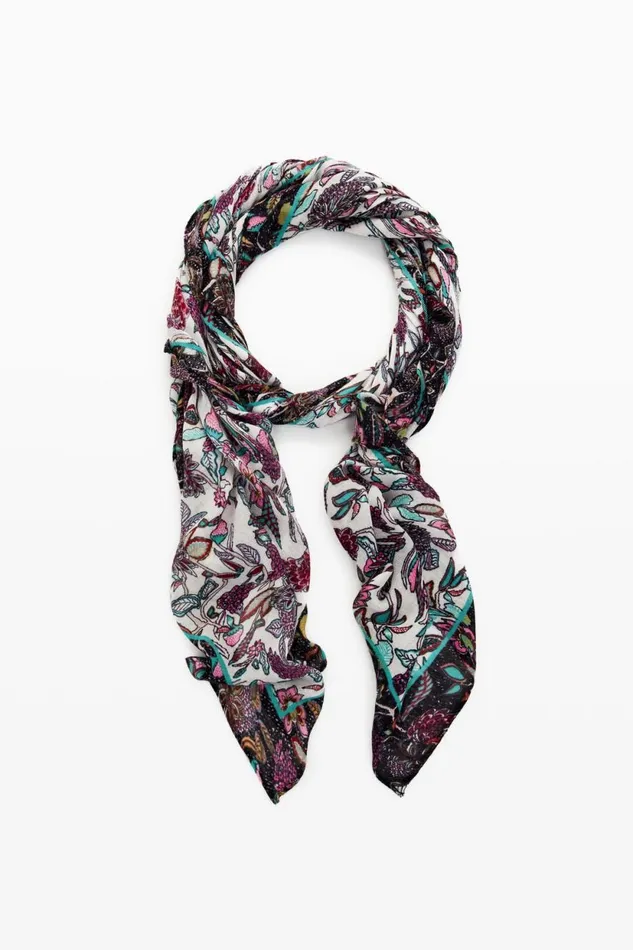 Scarves And Scarf Women Desigual Rectangular Floral Scarf White