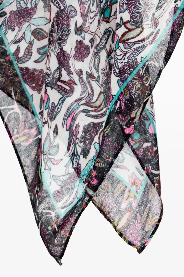 Scarves And Scarf Women Desigual Rectangular Floral Scarf White