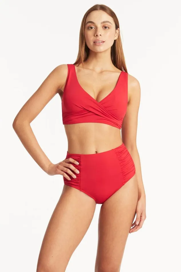 Sea Level Bottoms Eco Essentials High Waist Gathered Side Pant Eco Essentials Red 8211 Women Sea Level Bottoms Eco Essentials High Waist Gathered Side Pant Eco Essentials Red 8211 Women