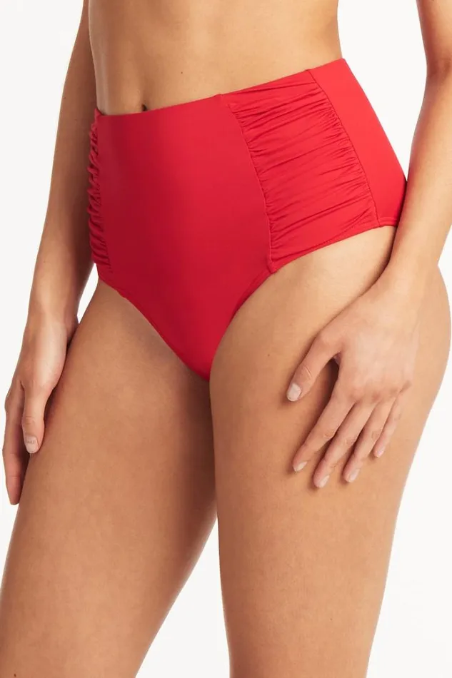 Sea Level Bottoms Eco Essentials High Waist Gathered Side Pant Eco Essentials Red 8211 Women