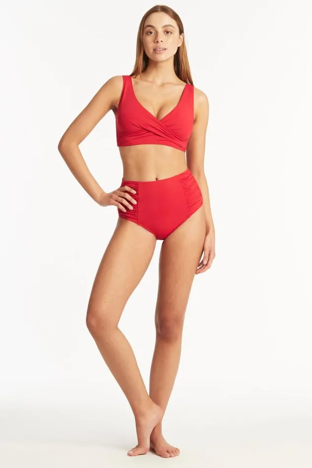 Sea Level Bottoms Eco Essentials High Waist Gathered Side Pant Eco Essentials Red 8211 Women