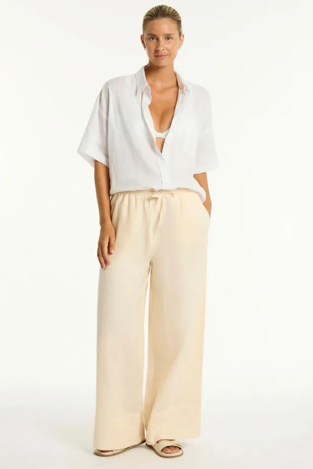 Sea Level Linen Tidal Linen Palazzo Pant Tidal Linen Vanilla 8211 Women