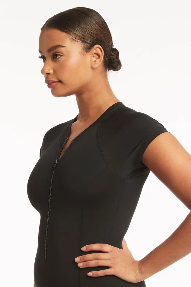 Sea Level One Pieces Eco Essentials Short Sleeve One Piece Eco Essentials Black 8211 Women