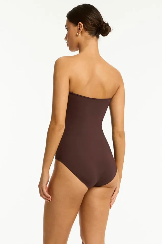 Sea Level One Pieces Essentials Edit Twist Bandeau One Piece Eco Essentials Cocoa 8211 Women