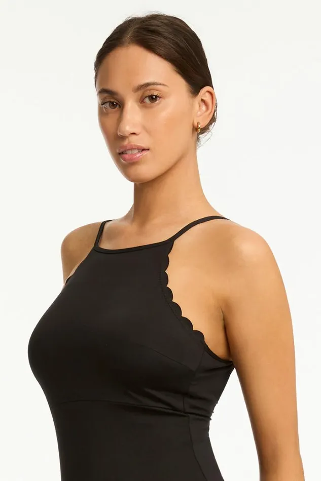 Sea Level One Pieces Scallop Cross Back High Neck One Piece Scallop 8211 Women