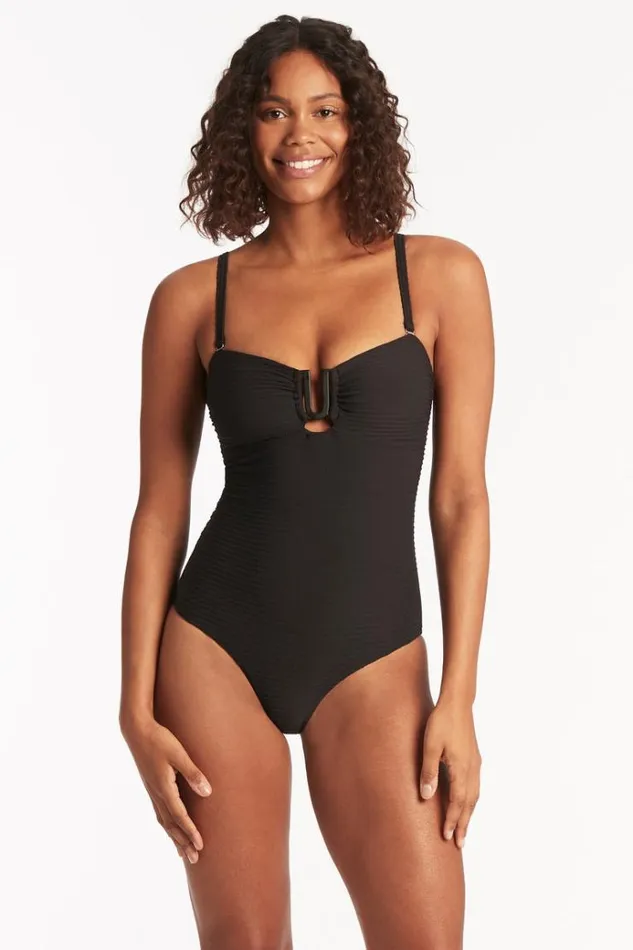 Sea Level One Pieces Spinnaker U Bar Bandeau One Piece Spinnaker Black 8211 Women