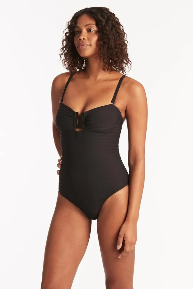 Sea Level One Pieces Spinnaker U Bar Bandeau One Piece Spinnaker Black 8211 Women