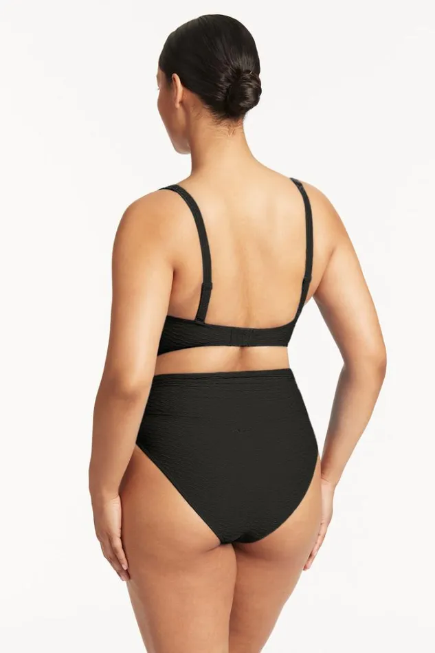 Sea Level Tops Honeycomb Cross Front Multifit Bra Honeycomb Black 8211 Women