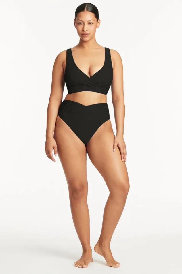 Sea Level Tops Honeycomb Cross Front Multifit Bra Honeycomb Black 8211 Women