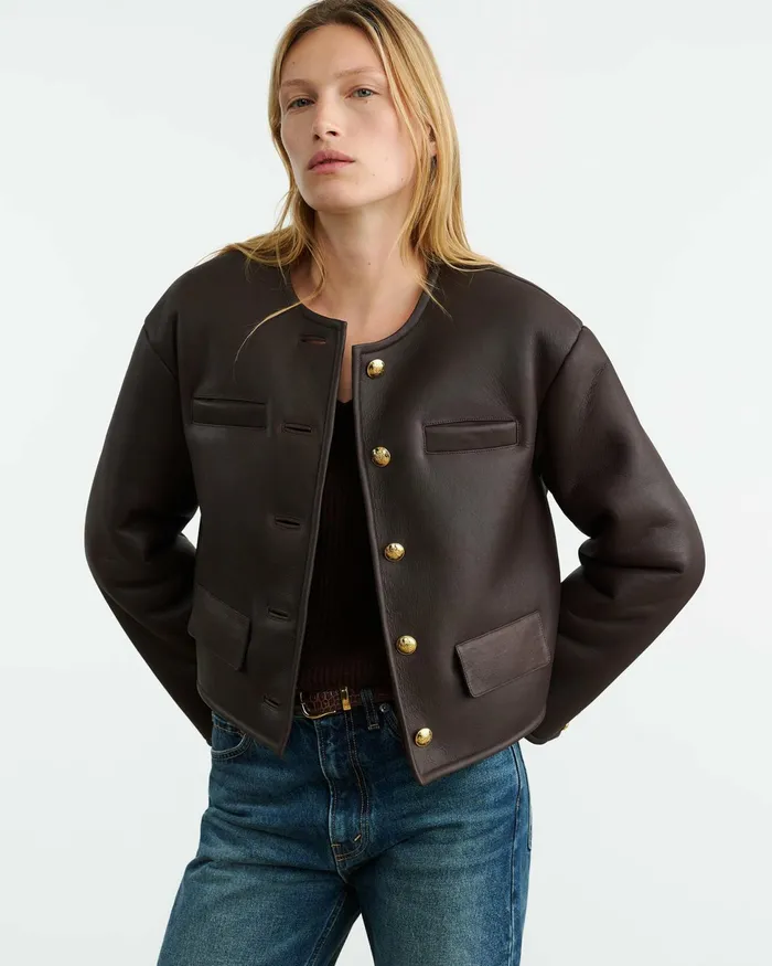 SELINA SHEARLING JACKET Espresso Women Nili Lotan Jackets and Blazers