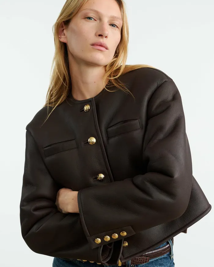 SELINA SHEARLING JACKET Espresso Women Nili Lotan Jackets and Blazers