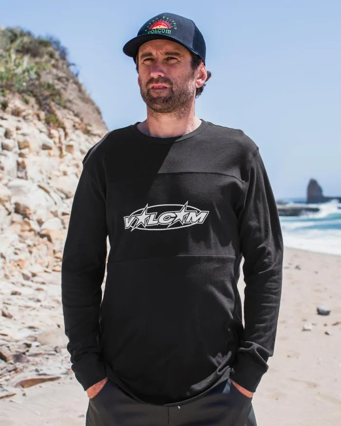 Sendstone Crew Long Sleeve Shirt 8211 Black Mens Volcom Mountain Biking