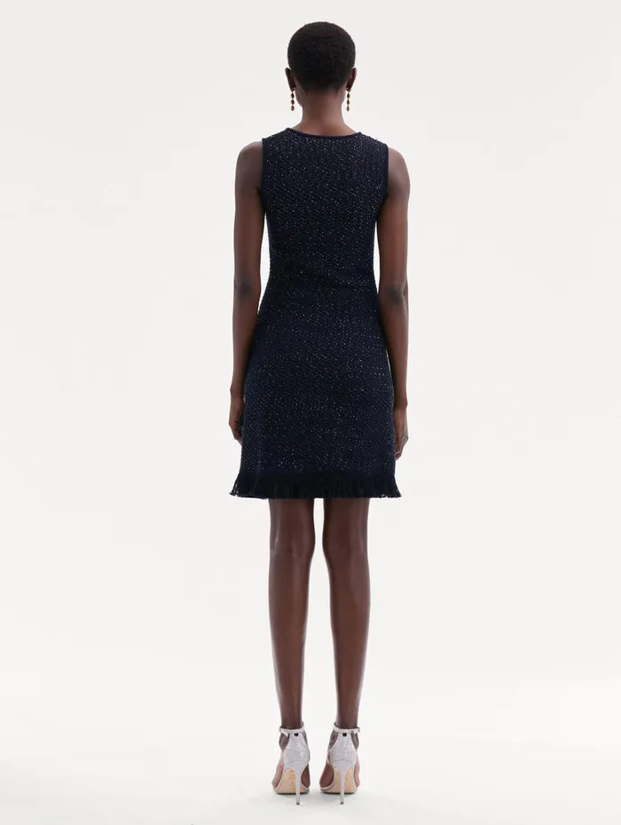 Sequin Tweed Dress Navy Women Oscar De La Renta Dresses Sequin Tweed Dress Navy Women Oscar De La Renta Dresses