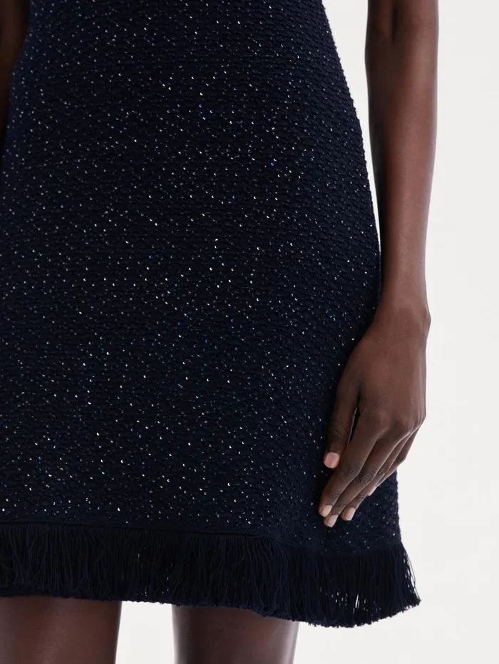 Sequin Tweed Dress Navy Women Oscar De La Renta Dresses Sequin Tweed Dress Navy Women Oscar De La Renta Dresses