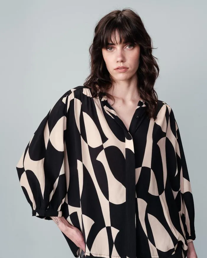 SHIRT NOIR NYMPHEA Shop Grace and Mila Patterned Blouses
