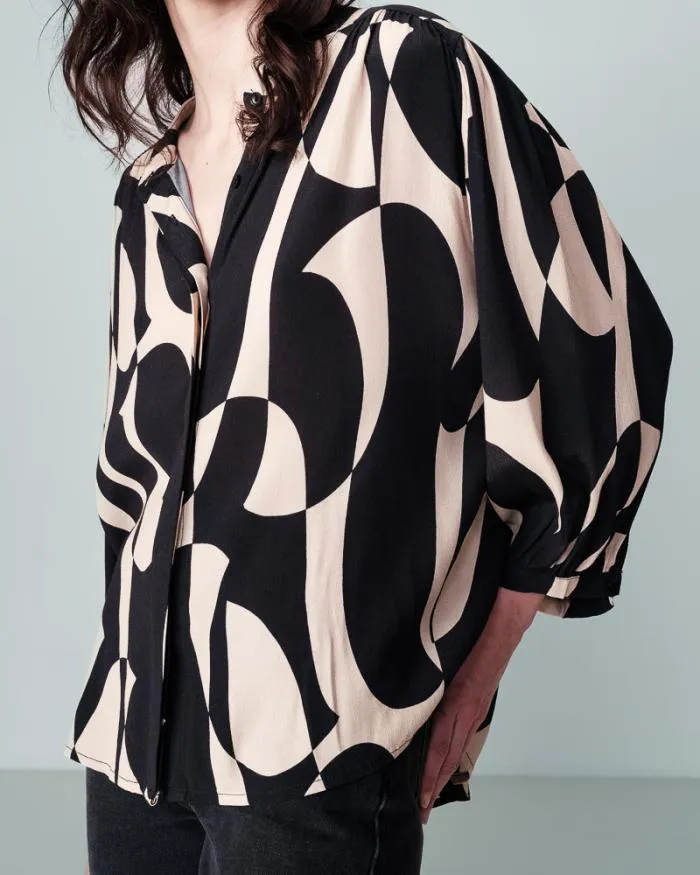 SHIRT NOIR NYMPHEA Shop Grace and Mila Patterned Blouses