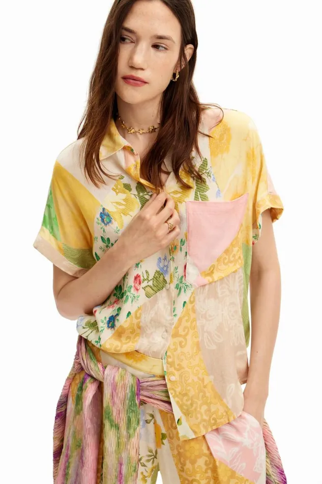 Shirts And Blouses Women Desigual Floral Patchwork Shirt Materialfinishes
