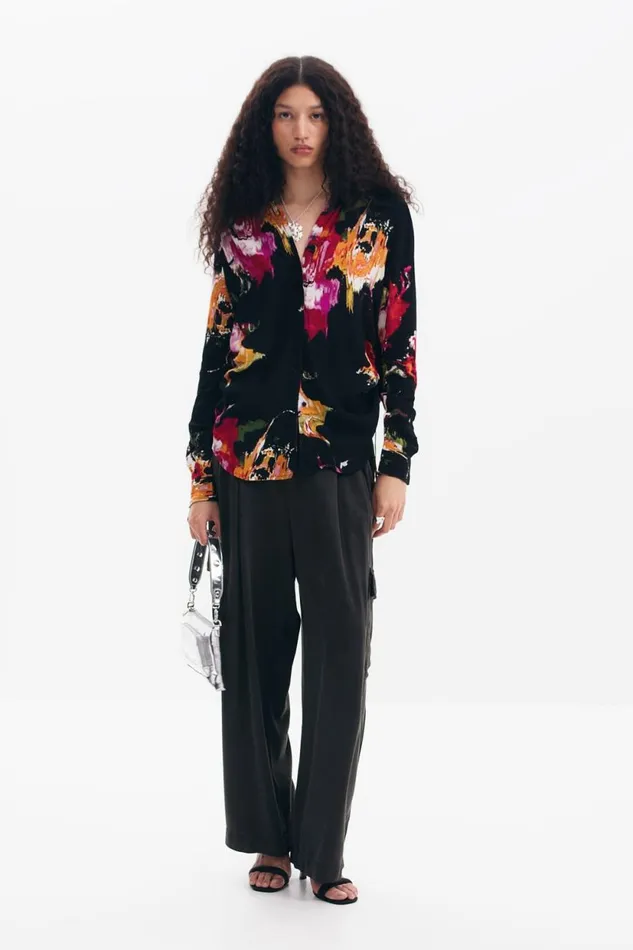 Shirts And Blouses Women Desigual Floral Print Shirt Black