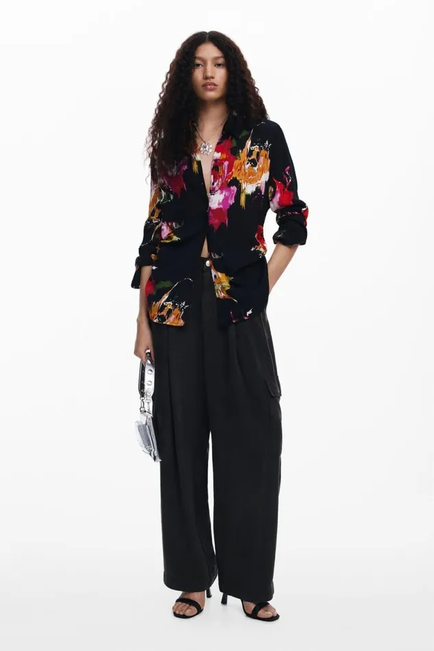 Shirts And Blouses Women Desigual Floral Print Shirt Black