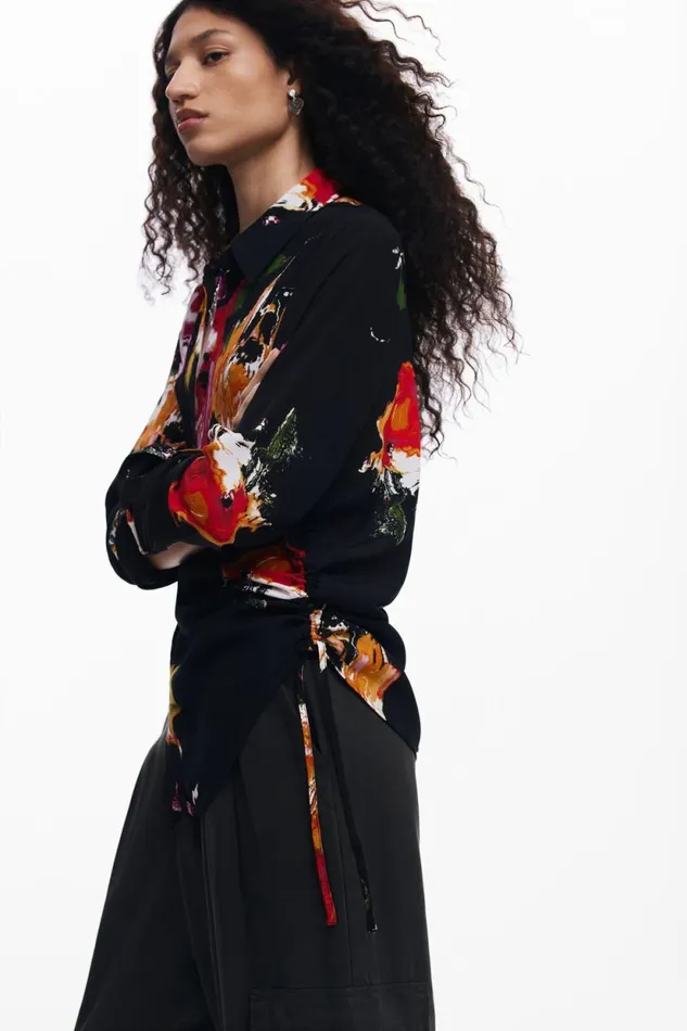Shirts And Blouses Women Desigual Floral Print Shirt Black