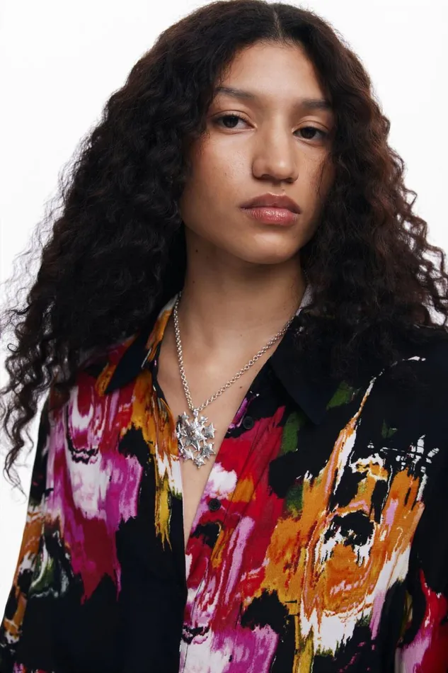 Shirts And Blouses Women Desigual Floral Print Shirt Black