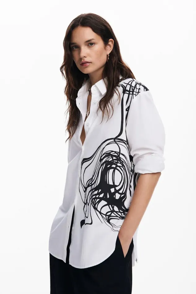 Shirts And Blouses Women Desigual Oversized Shirt M Christian Lacroix White