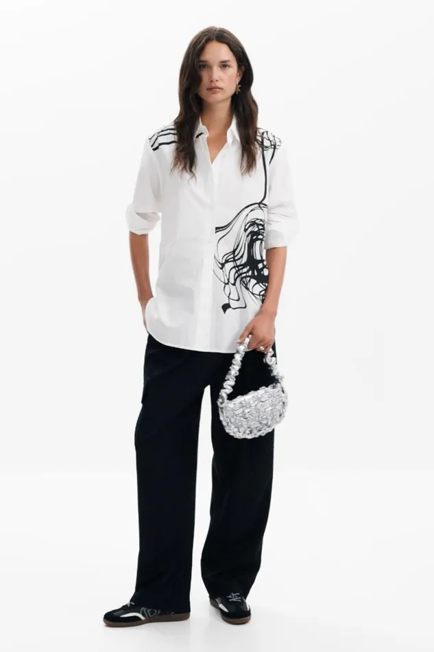 Shirts And Blouses Women Desigual Oversized Shirt M Christian Lacroix White